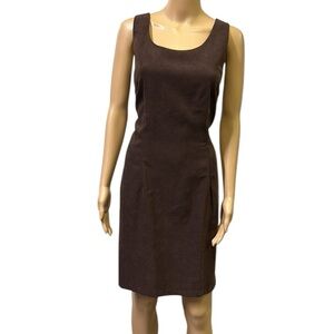 B Darlin Brown Sueded Sleeveless Zip Back Fully Lined Midi Mini Dress Womens 12